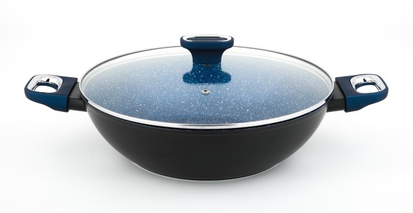 MARBURG+ Wok mit Deckel Blau 32cm